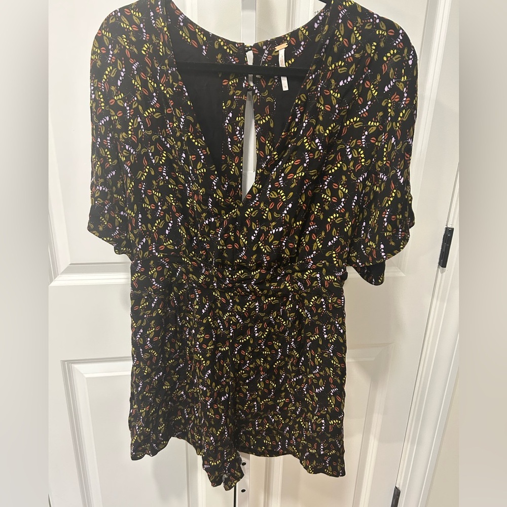 Free People Black Floral Jumpsuit